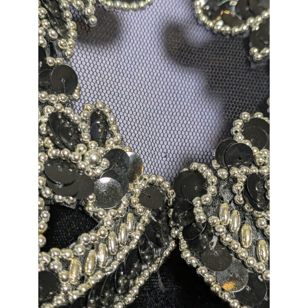 Vintage Black Velvet Beaded Halter Dress Goth Glam Party Cocktail XS Zum Zum 90s - Picture 4 of 13